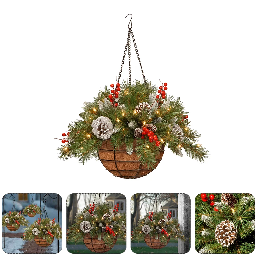 

1pc Exquisite Christmas Flower Basket Hanging Decor Glowing Pendant Xmas Pendant