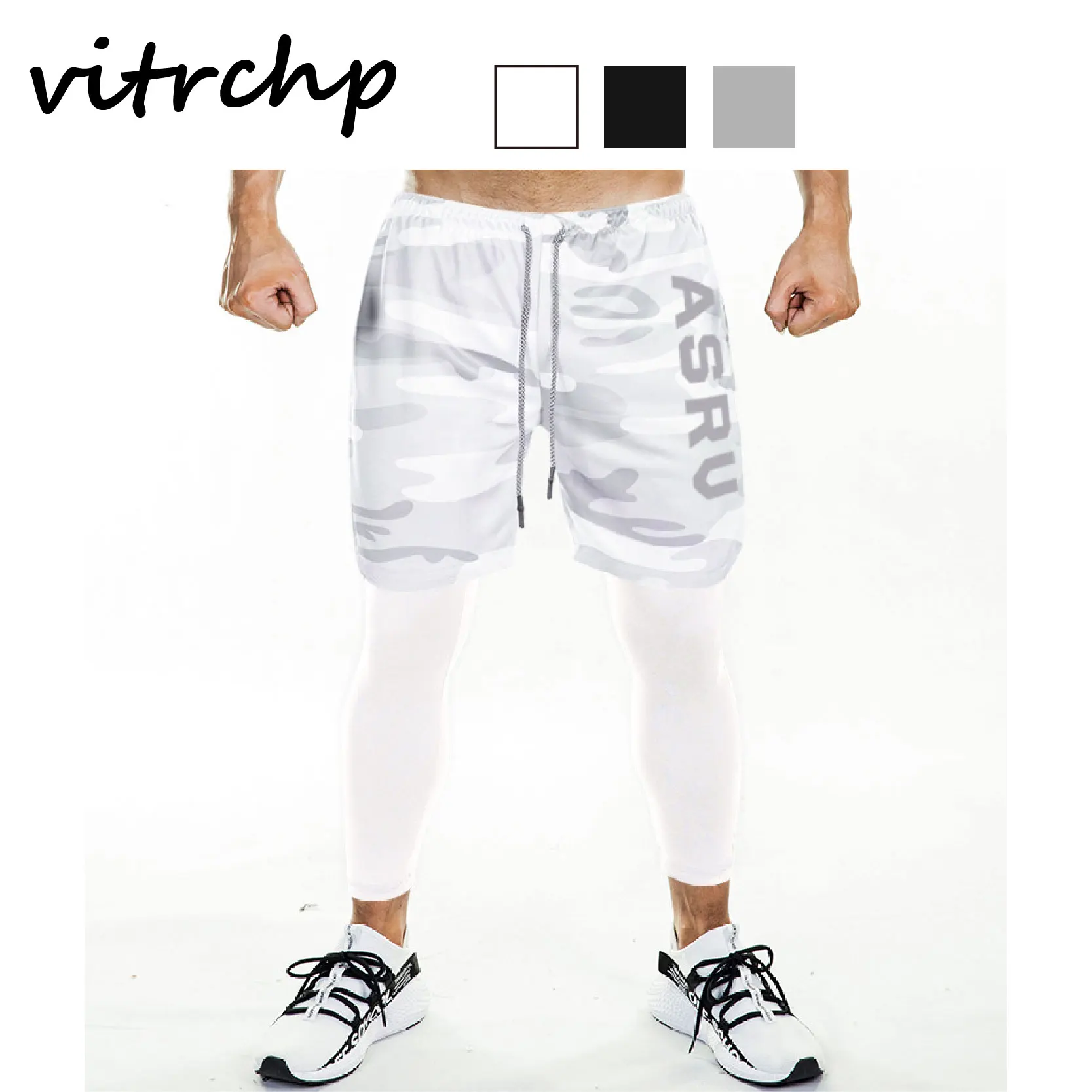 

VITRCHP 2021New Men's Spring Sports Pants Multifunctional High Elasticity Quick-Drying Double-Layer Fitness Elastic Waist Slacks