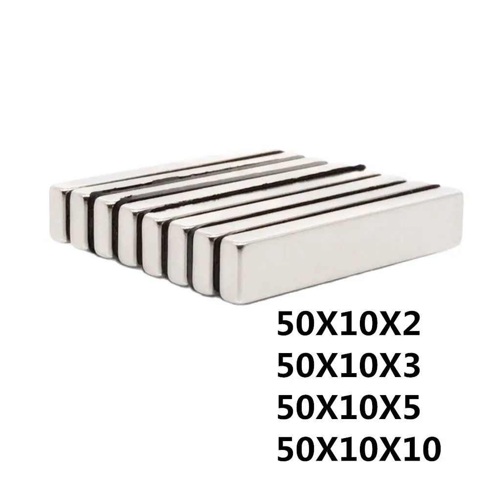 

50pcs 50x10x2 50x10x3 50x10x5 50x10x10 mm Strong Powerful Block Square Magnet Craft Model Rare Earth Neodymium Permanent Magnet