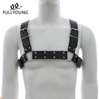 Fullyoung Для мужчин грудной бандаж кожа Жгут Регулируемый Ремни Сексуальная мужская подвязка гей талии подвязка Готическая мышцы плечевого пояса ремни эротическое бельё  чулки эротические нижнее белье женское