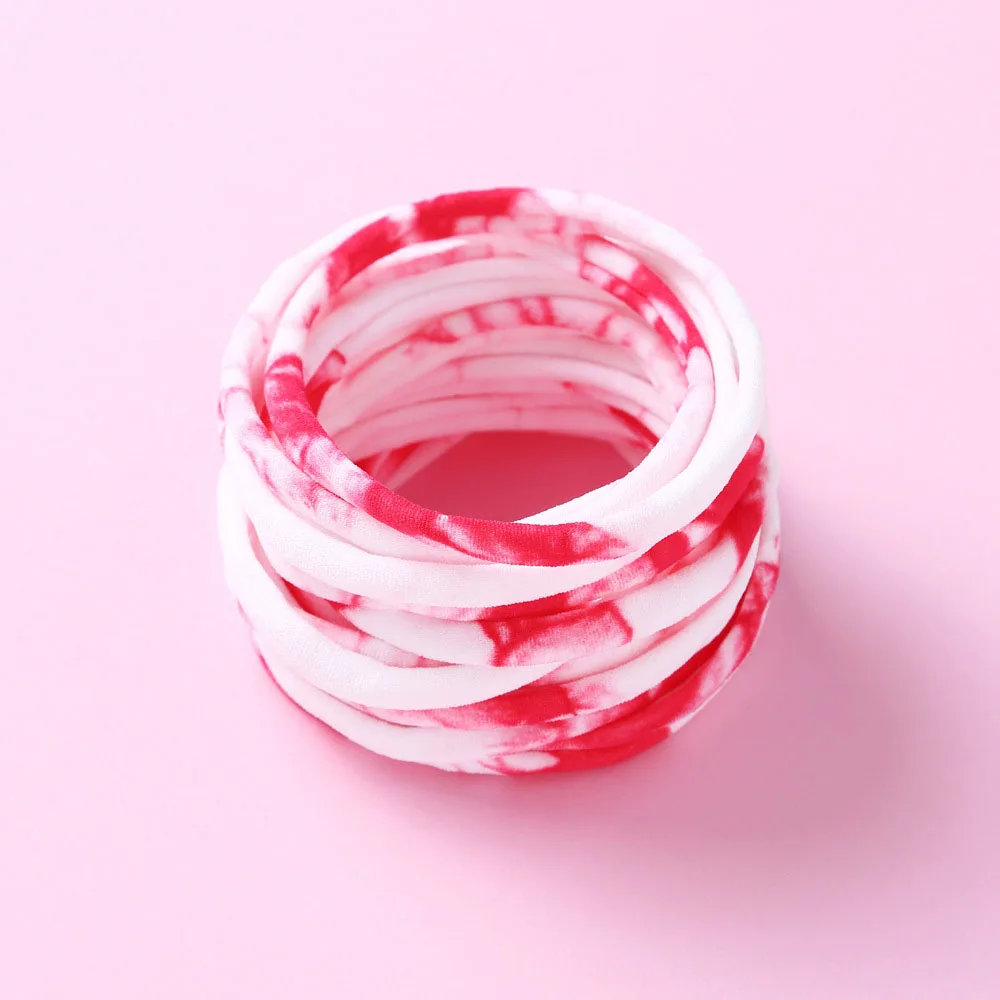 

10 Pieces 27-color Tie-dye Nylon Rubber Band Accessories Approx 2cm Wide Baby Elastic Rope Loop Hair Accessories