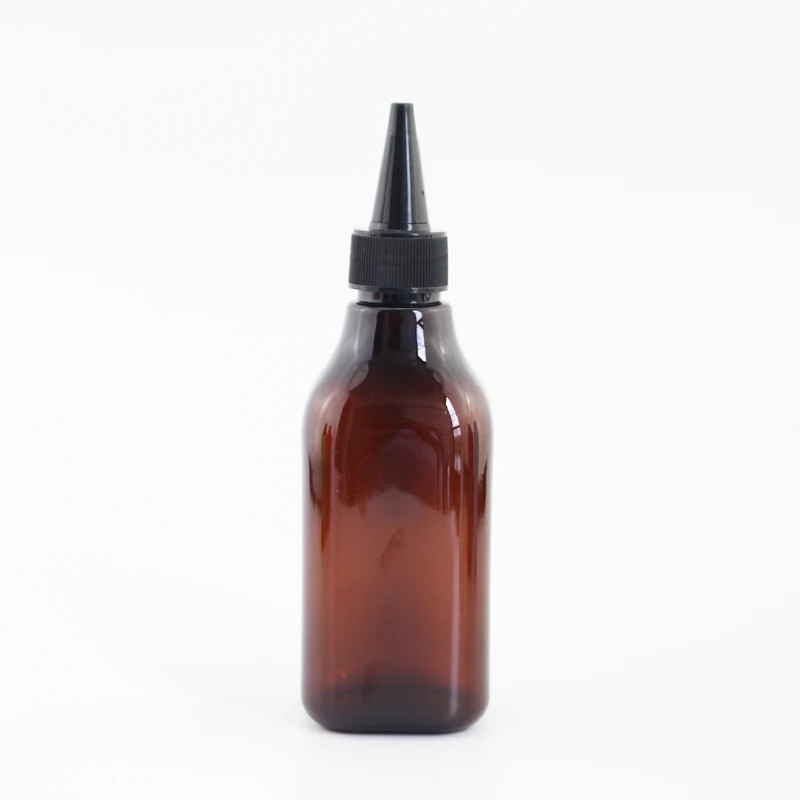 Jooray 200 мл заостренный рот пластиковые контейнеры для косметики E-Liquid квадратная пластиковая бутылка с белой прозрачной черной крышкой 200cc емкость 30 шт - Цвет: Brown Bottle Black