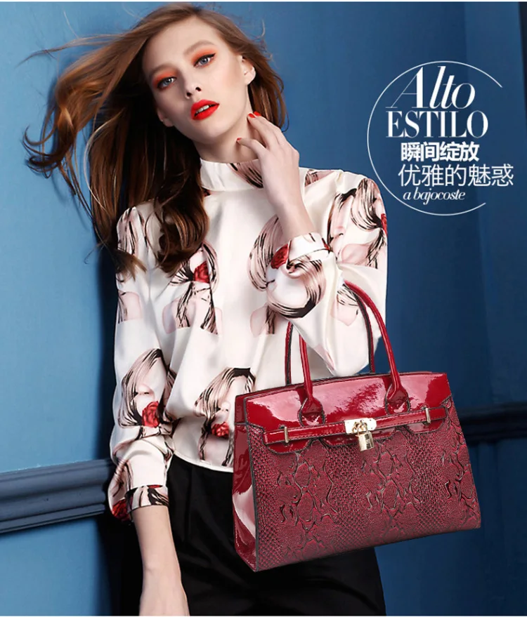 Женские сумочки из лакированной кожи с замком вечерние мессенджеры сумка через