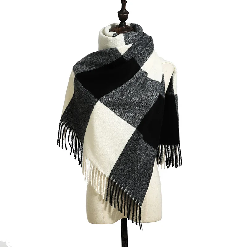 

2020 New Fashion Cashmere Women Plaid Scarf Winter Warm Shawl And Wrap Bandana Pashmina Female Foulard Long Thick Blanket