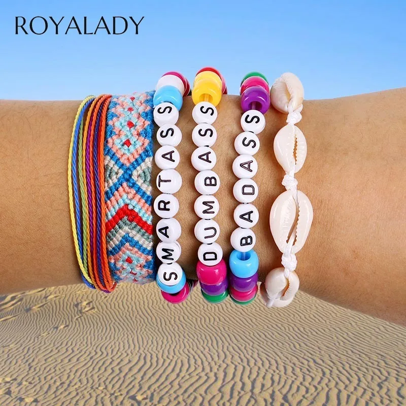 Boho плетеные браслеты ручной работы из хлопка с плетением дружбы красочные бусины