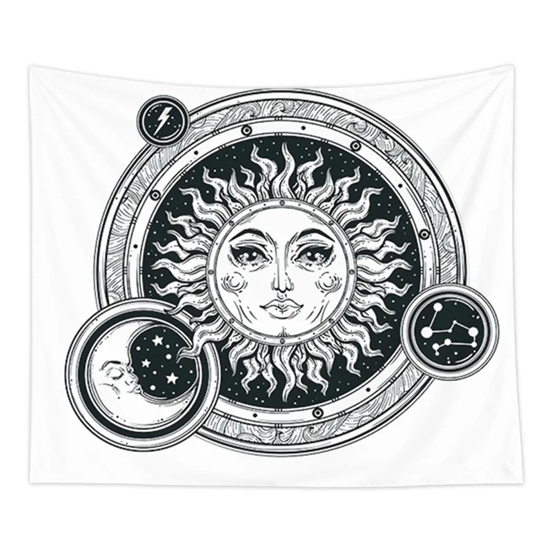 Забавный психоделический гобелен Священная Луна и солнце на стену старинный в