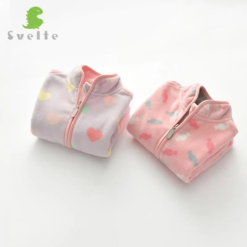 SVELTE/милая розовая флисовая куртка для маленьких девочек 2-7 лет, одежда на весну-осень-зиму с принтом