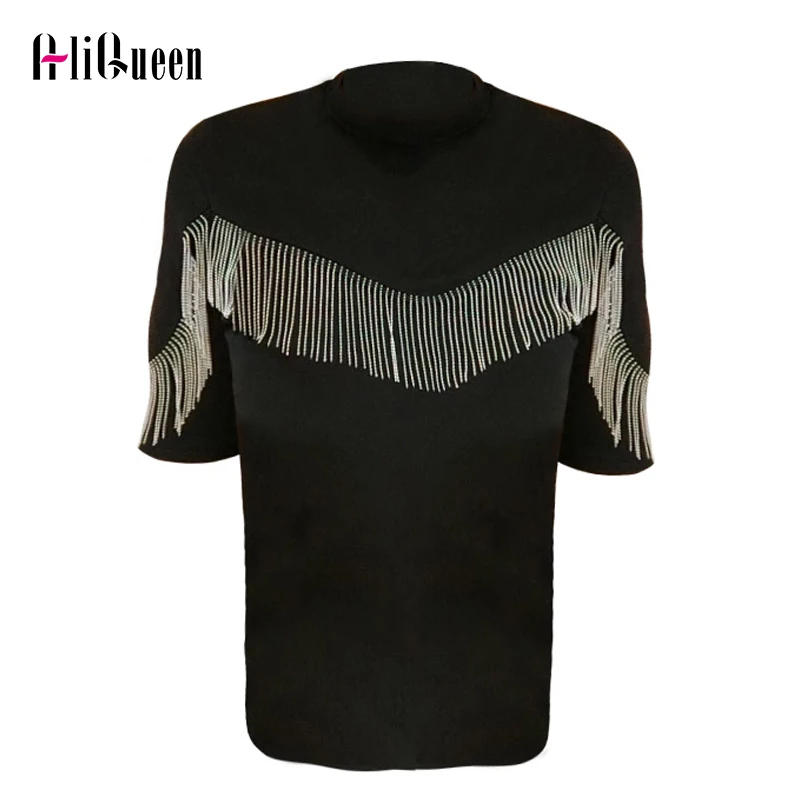 Уличная женская обувь с бахромой цепочкой коротким рукавом летние черные