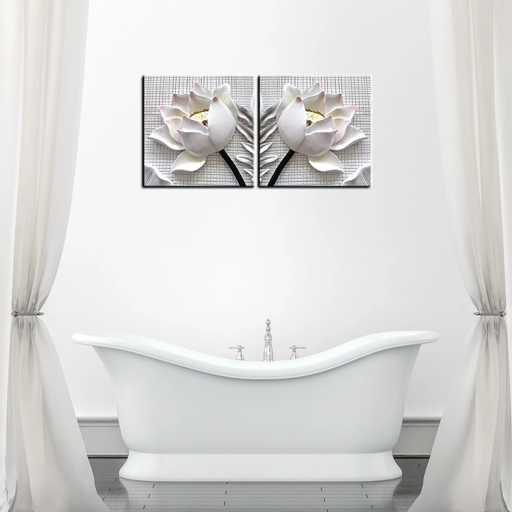 Настенная Картина на холсте с белыми цветами лотоса 2 шт. холст современное