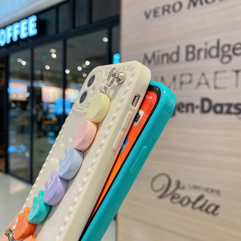 

Lovely Rabbit Wrist Chain Bracelet Soft Back Cover For iPhone 7 8 Plus XS XR XSMAX SE 2020 11 Pro Max 12 Mini 12 Pro Max Case