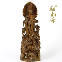 red wood crafts home furnishings green sandalwood guanyin bodhisattva buddha statue wood carving fengshui decoration