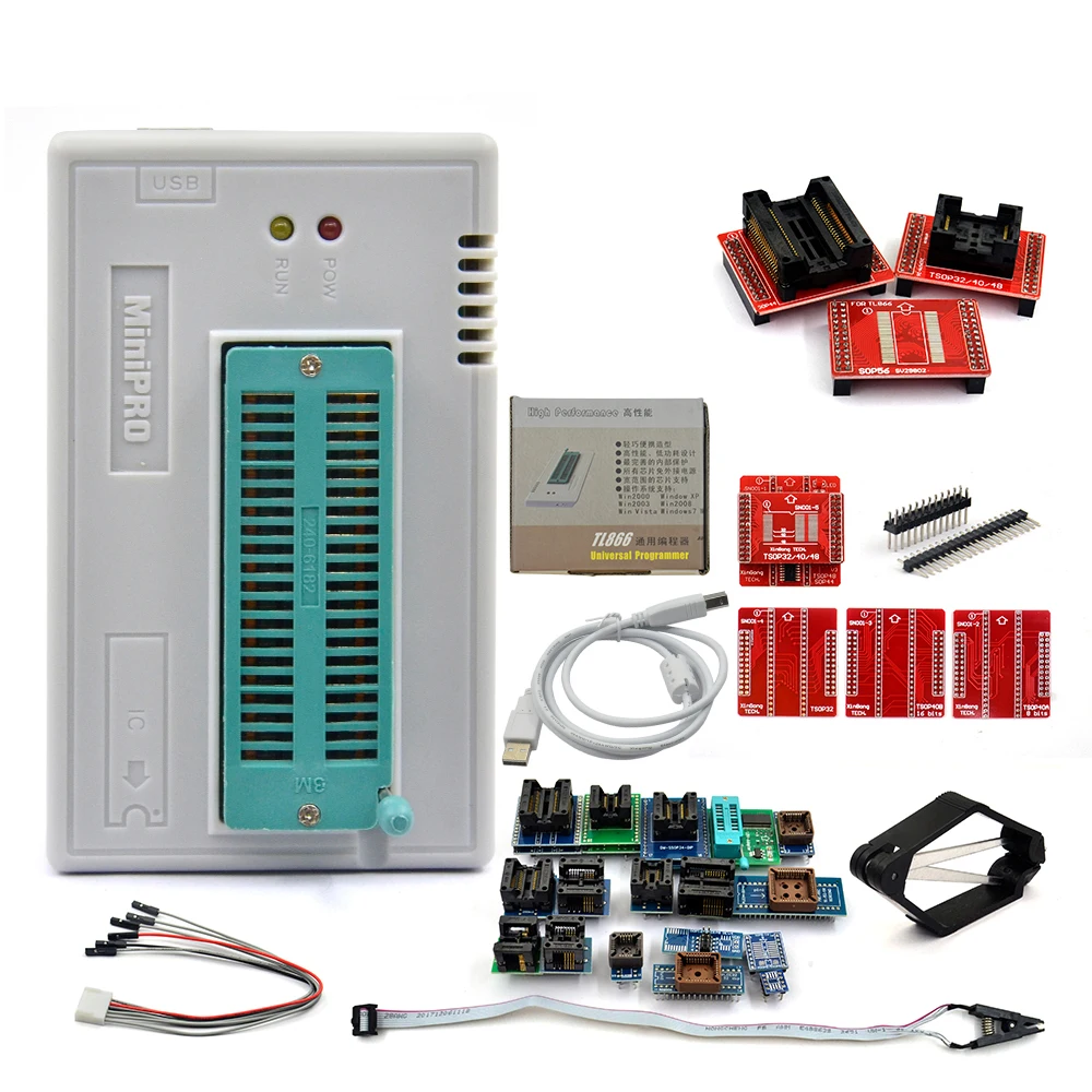 Оригинальный Новый V10.55 TL866II Plus Универсальный программатор Minipro + 25 адаптеров