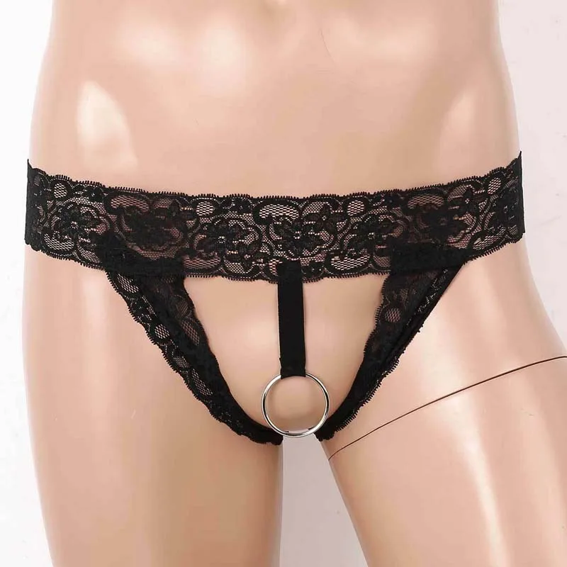Сексуальное нижнее белье для мужчин фетиш кружевное Трусы стринги с Т образной