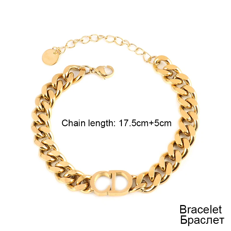 

Women's stainless steel necklace chain Thick necklace for women punk choker necklace gold Letter Necklace