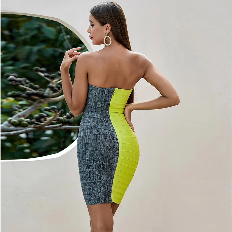 Женское платье Бандажное модное без бретелек сексуальное элегантное вечернее