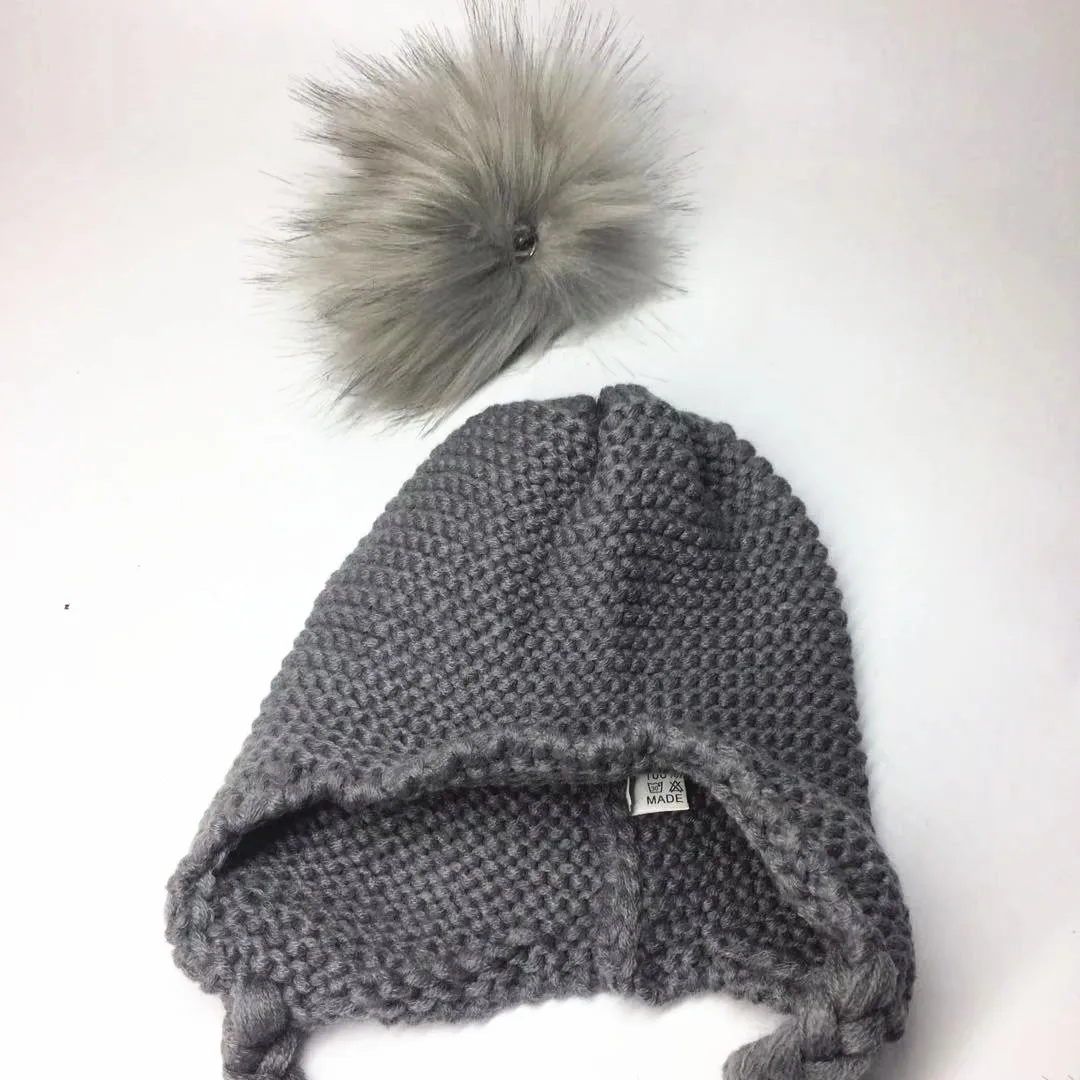 Шапка вязаная крючком с помпоном для детей от 6 месяцев до 3 лет зима мальчик