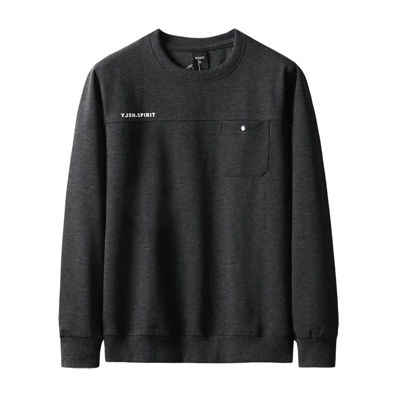 

Young and middle-aged men's fashion leisure long sleeve T-shirt fat plus size round neck solid color sweater spring and Autumn