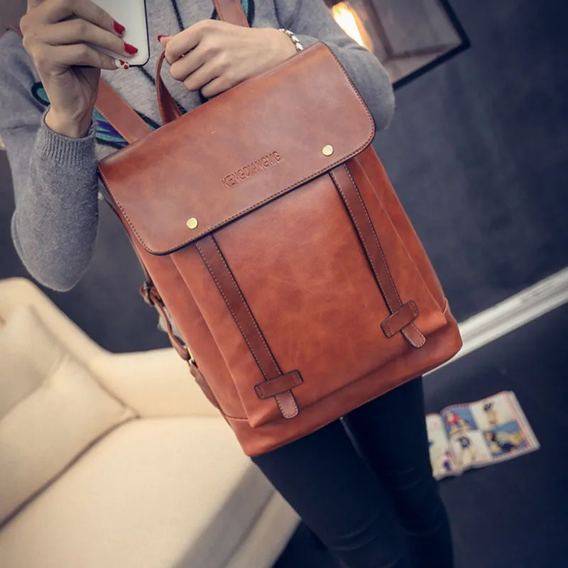Фото Рюкзак унисекс из экокожи винтажный Модный мужской портфель для подростков