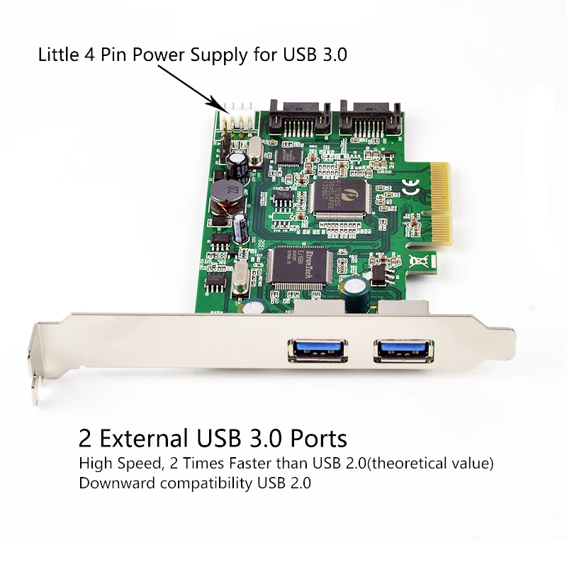 Адаптер PCIe к SATA USB адаптер 3 0 2 порта разъем для расширительной карты SATAIII PCI e express