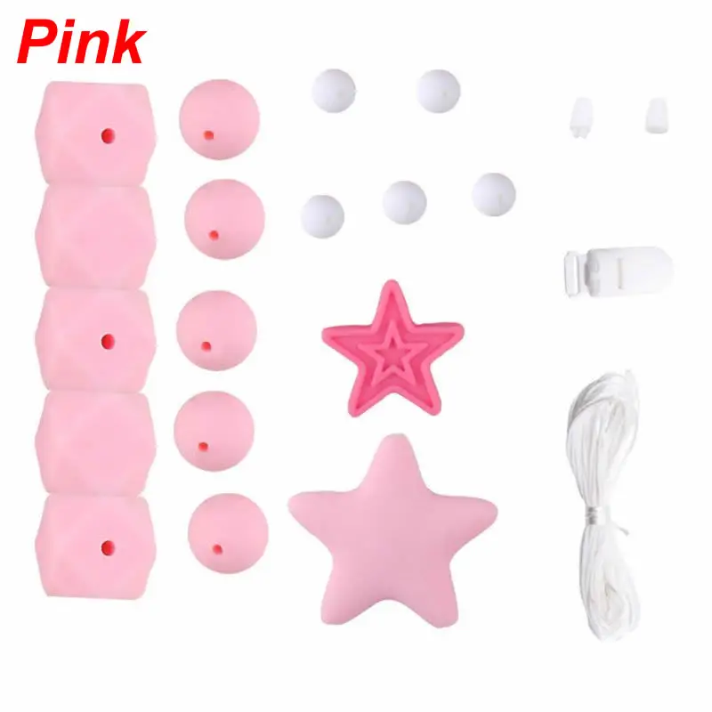 Pink Набор силиконовых Бусин DIY Детские Прорезыватели игрушка для прорезывания зубов младенцев Ожерелье Браслет Прорезыватель пустышка цепи делая аксессуары 7/5000 Morde - Цвет: Pink