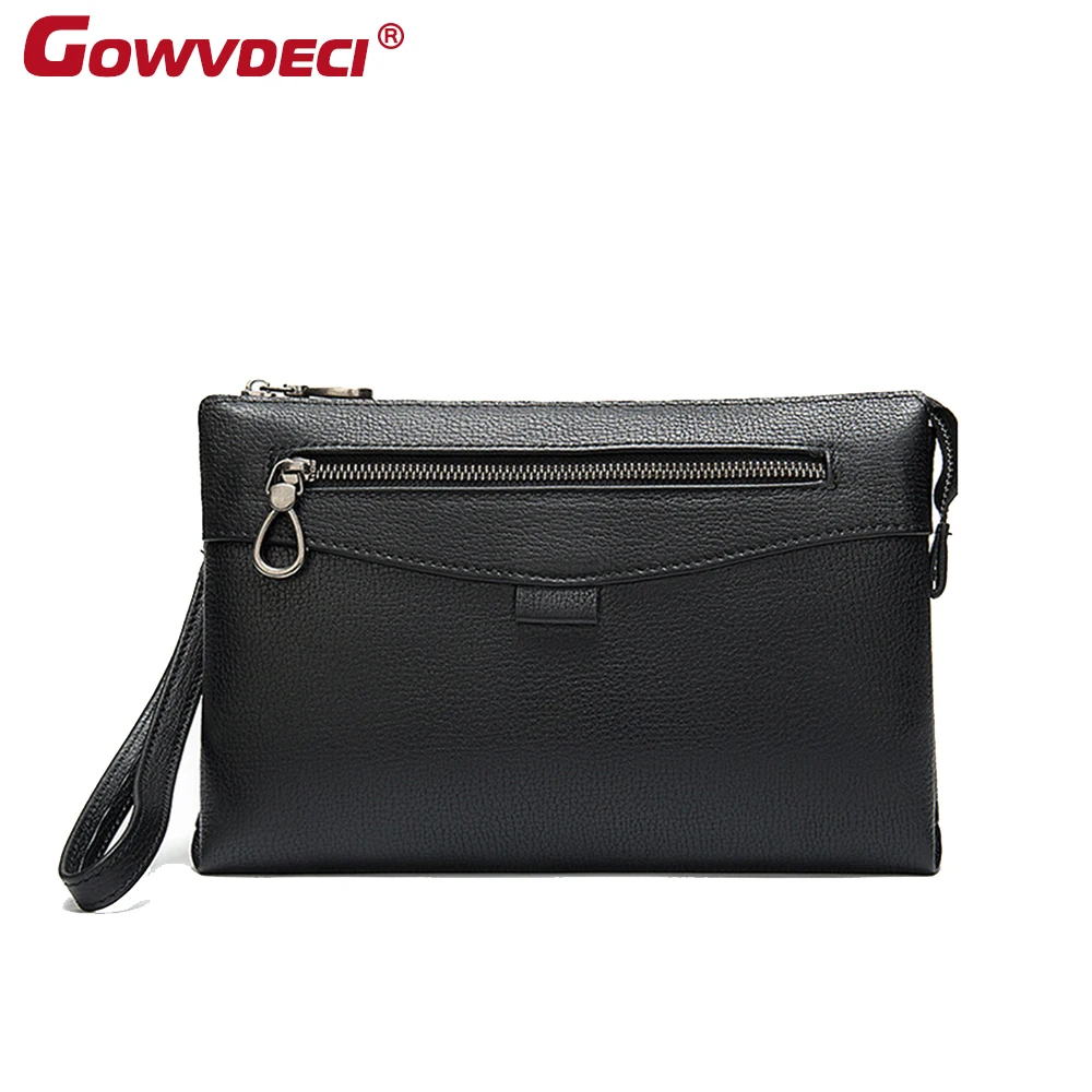 

Genuine Leather clutch men's casual soft leather horizontal envelope wrist strap large capacity wallet tide