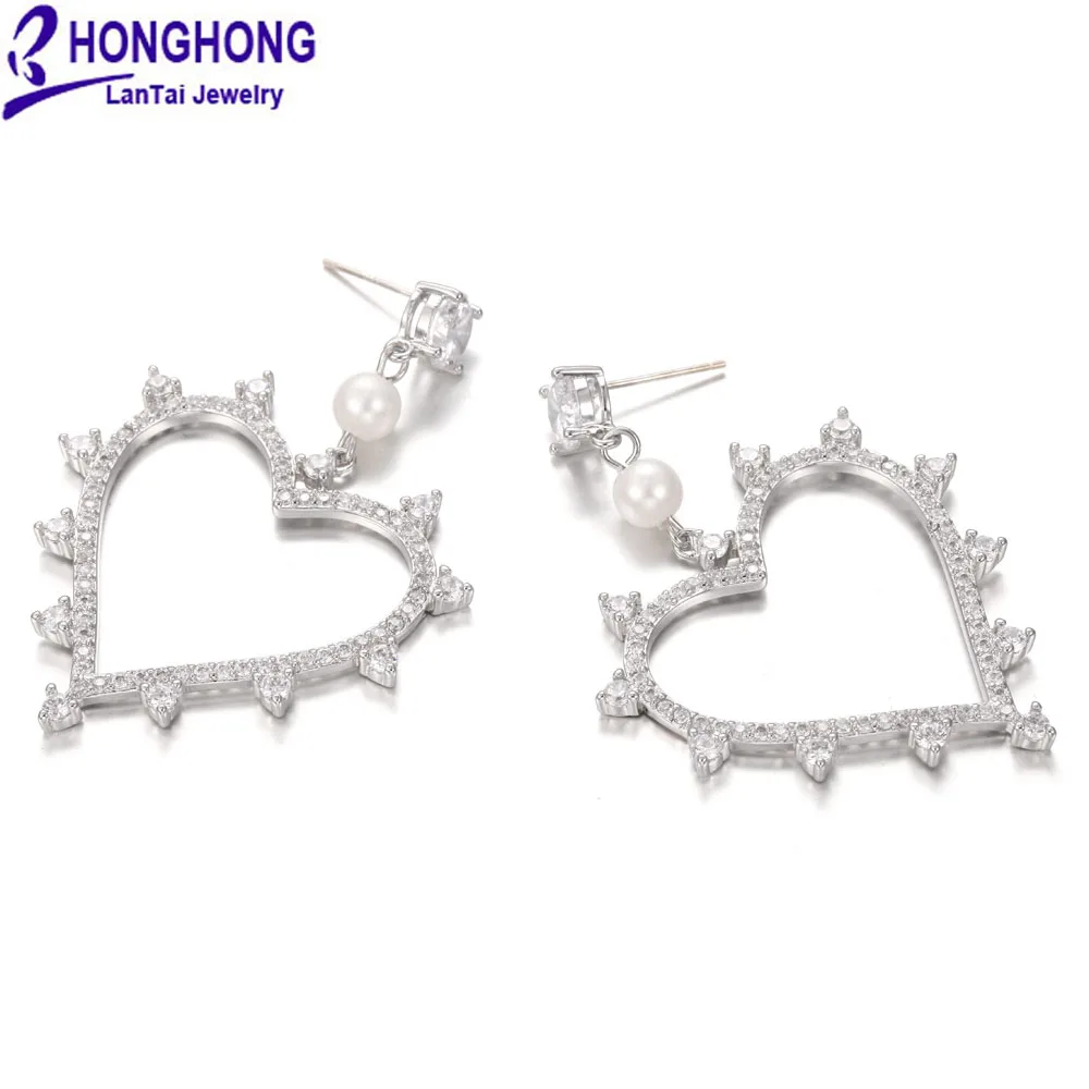 Женские серьги с подвеской в виде сердца из искусственного циркония