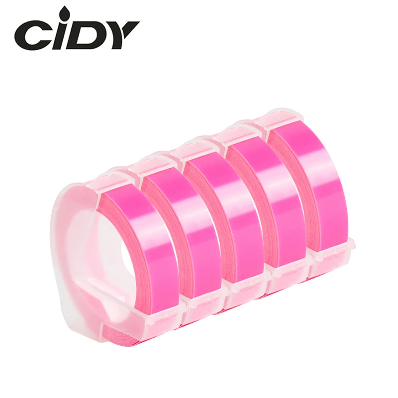 CIDY 5 шт флуоресцентный розовый 9 мм * 3 м совместимый с DYMO 3D пластиковая лента