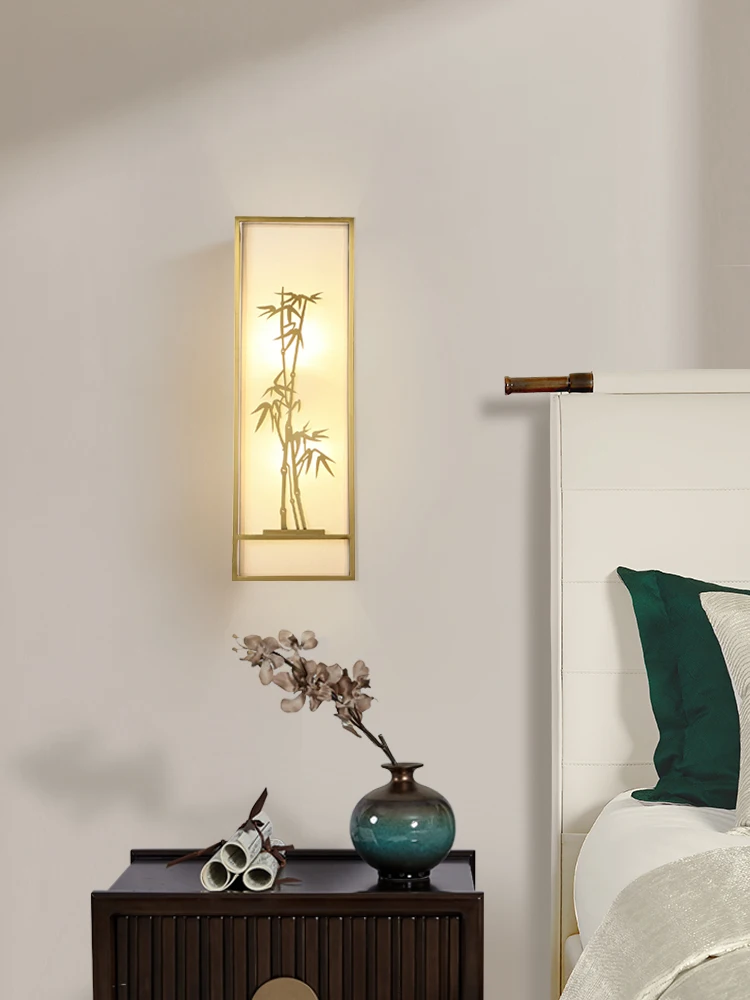 Китайский большой тканевый настенный светильник медный светодиодный бра для