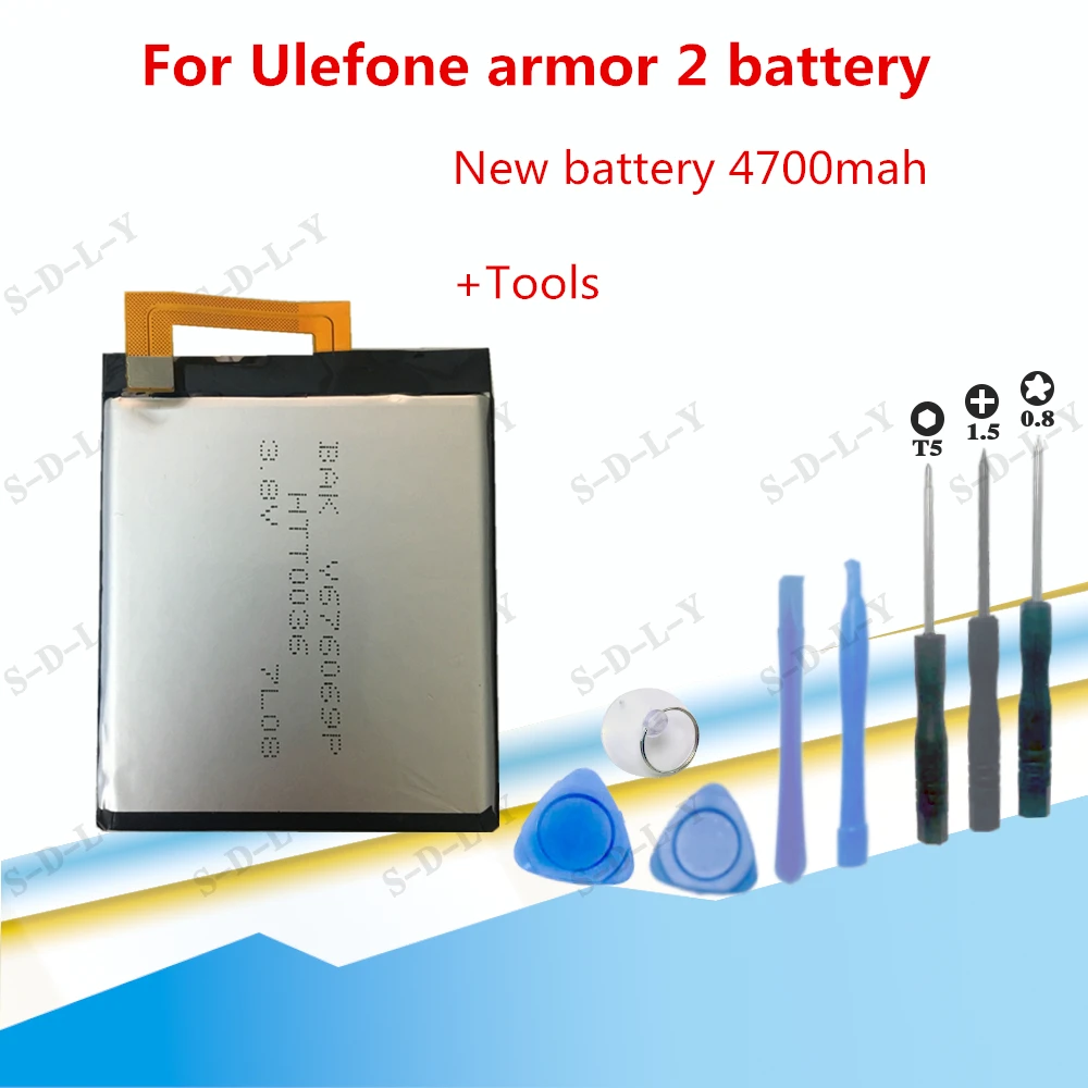 

100% Original battery For Ulefone armor 2 battery 4700mAh 5.0inch Helio P25 Original battery +Tracking + dismantling Tools