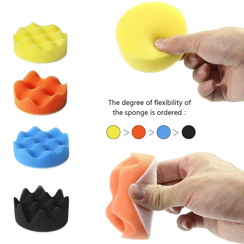 

42 Pcs Polishing Pad Kit 2 in 1 Car Foam Drill 7-5 Inch & 31-3 Inch Buffing Pads Car Care Polisher Waxing Polishing