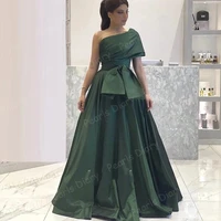 elegant one shoulder emerald green dubai evening gowns saudi arabia long formal dresses 2021 women wedding guest party dress