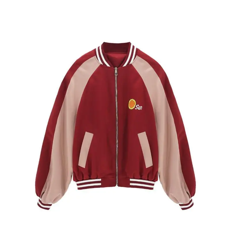 

2020 autumn winter clothes women jacket Streetwear new Korean style coats matching loose embroidery baseball uniform outerwear