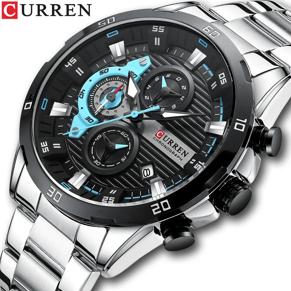 

Mens Watches CURREN Top Luxury Brand Fashion Waterproof Sport Wrist Watch Chronograph Luminous Quartz Watch Relogio Masculino