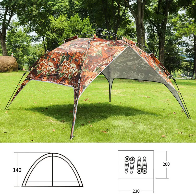 Автоматическая 4 человека всплывающая камуфляжная палатка Сверхлегкая Большая