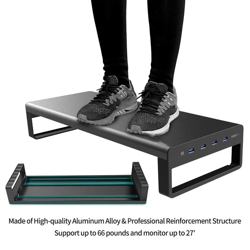 Алюминий сплава ноутбука стойка-держатель для монитора с USB 3 0 4 Порты и разъёмы