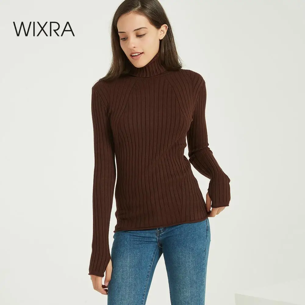 Wixra 2020 новинка базовая водолазка однотонный тонкий свитер пуловеры