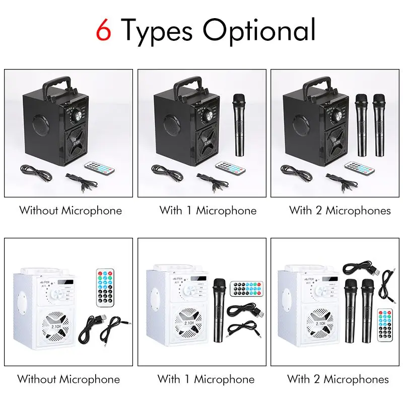Karaoke Wireless Speaker 3D Surround Sound Multi-function bluetooth System Subwoofer Microphones Phone Holder 2500mAh | Электроника