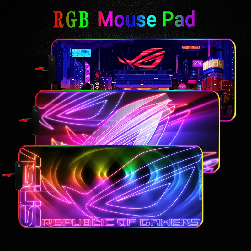 

Gaming Mousepad Asus Rog Game Slipmat RGB Led Setup Gamer Decoration Cool Glowing Mouse Mat Pc Republic of Gamers with Cable Rug