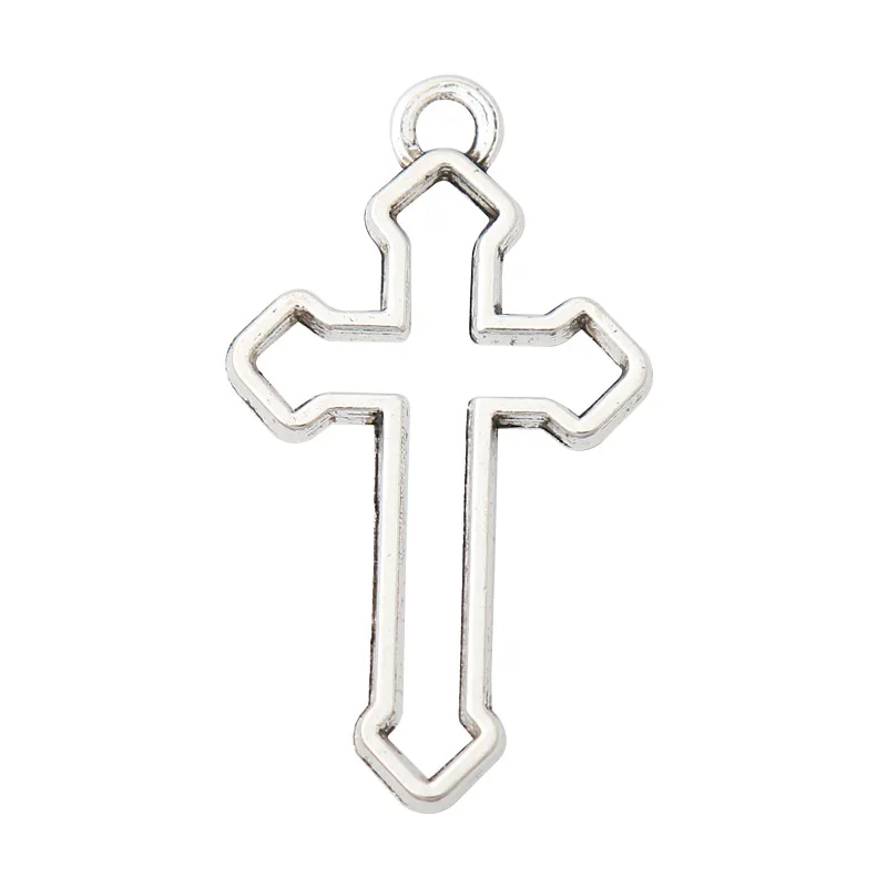 

RAINXTAR Fashion Alloy DIY Hollow Cross Charms Religious Cross Charms 22*38mm 20pcs AAC1043