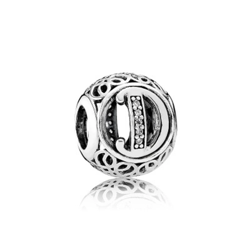 Paylor 1 шт. буквы A-Z серебро Цвет Винтаж прозрачными камнями циркония бусы с