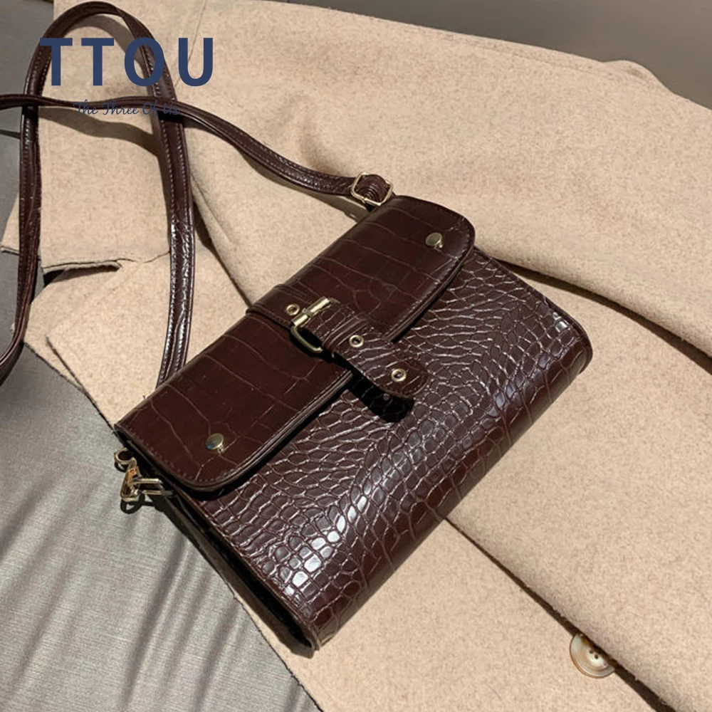 

Small Crocodile Pattern Crossbody Bag for Women 2020 Quality Leather Solid Color Shoulder Bag Casual Ladies' Messenger Flap Bag