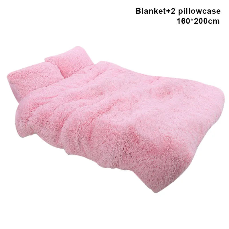 

3pcs/set Fluffy Blanket with Pillow Cover Warm Soft Fleece Blanket for Children Adult DC120