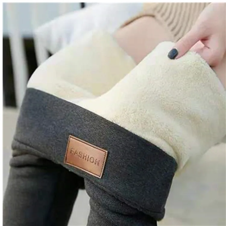 

Plus velvet padded kitten lamb velvet black gray leggings women's autumn and winter high waist tight-fitting warm