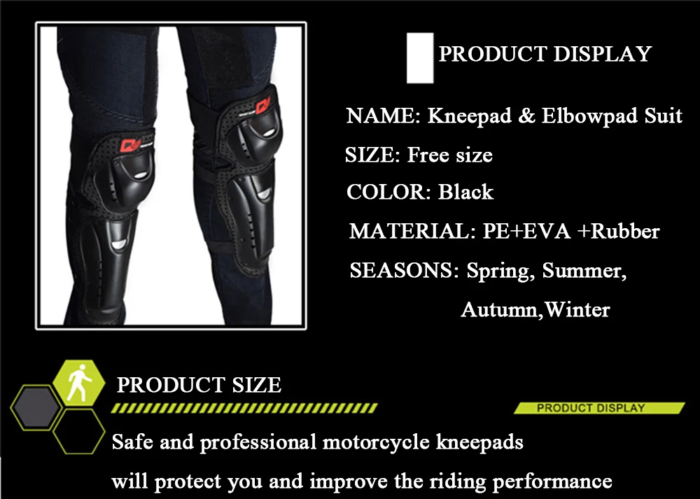 

GHOST RACIN 4Pcs/lot Motorcycle Kneepad PE +EVA Moto Elbow Knee Pads Brace Support Motocross Protective Gear Protector Guard Kit