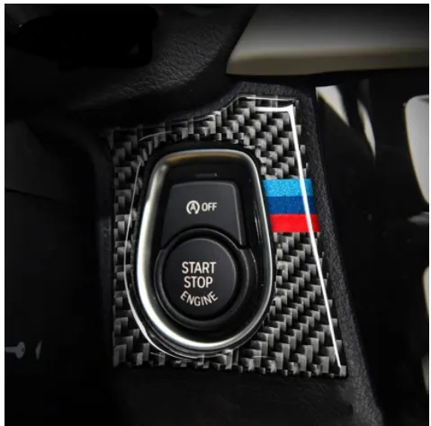 

Для BMW F30 F34 интерьер из углеродного волокна кнопка старт стоп двигатель крышка наклейка M полосы отделка автомобильный Стайлинг 3 серии Аксессуары