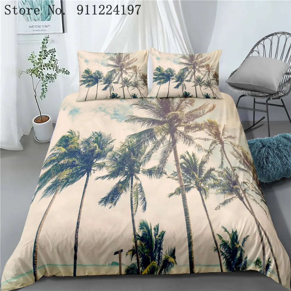 Комплект постельного белья с красивым пейзажем пододеяльник одеяло пляжное