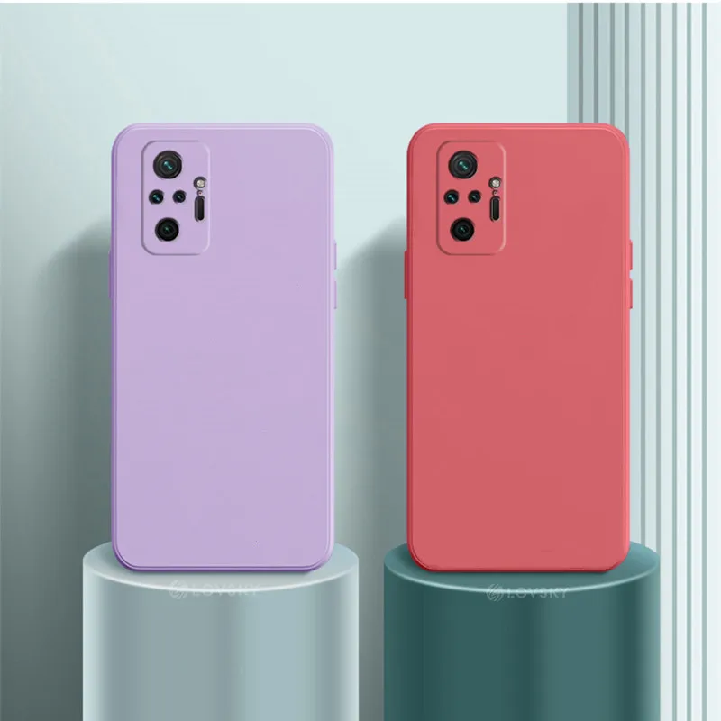 Square Liquid Silicone Case For Xiaomi RedMi Note 10 4G RedMi Note 10 Pro RedMi Note 9 Pro Mi 11 Lite Mi 11 Pro Slim Soft Cover
