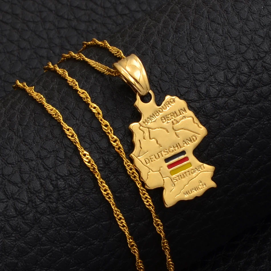 Anniyo Deutschland карта кулон в форме флага ожерелье для женщин девочек золотой цвет