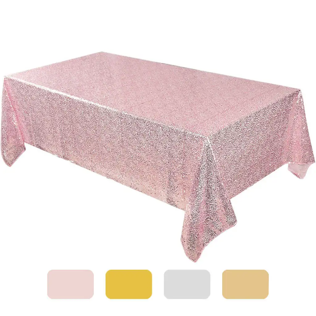 

63"x39" Sequin Glitter Tablecloth Rectangle Table Cloth Cover for Banquet Party Wedding Buffet or Gift Table