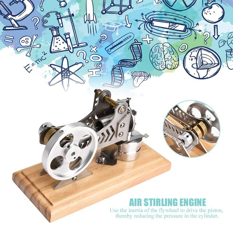 

LED Air Stirling Engine Generator Model Engine Education Tool Electricity Power Generator Model Low Temperature Hot Air